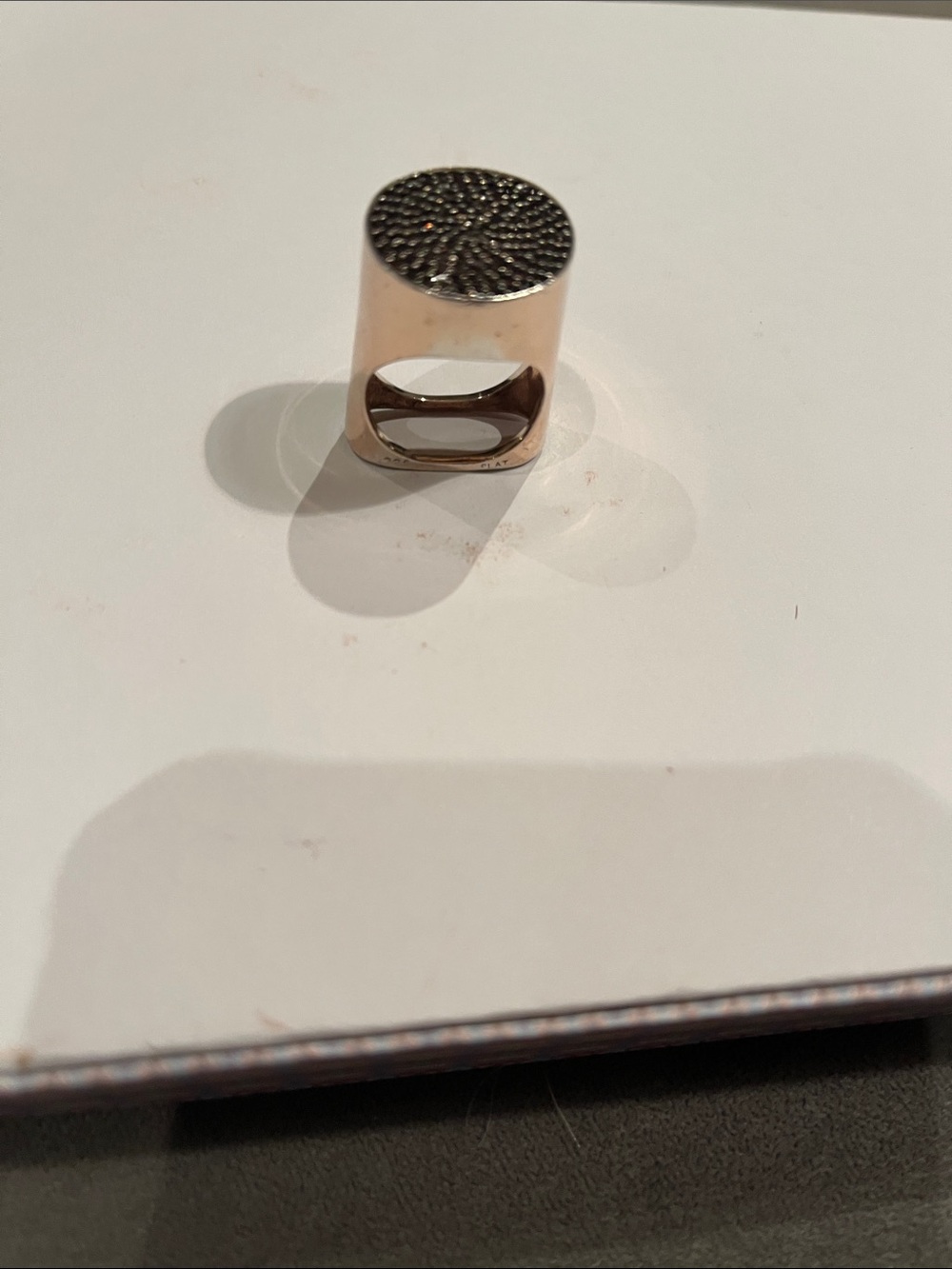 Rose Gold Pavé Cylinder Statement Ring